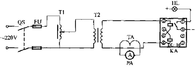 电磁式电流继电器特性割试接线图